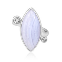 Bague en argent et Agate zonée bleue (Bali Barong)