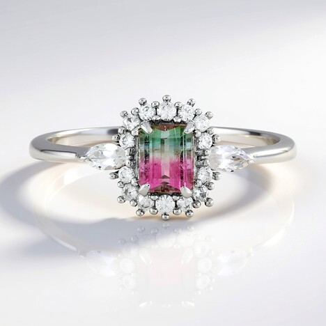 Bague en argent et Tourmaline Melon d'Eau