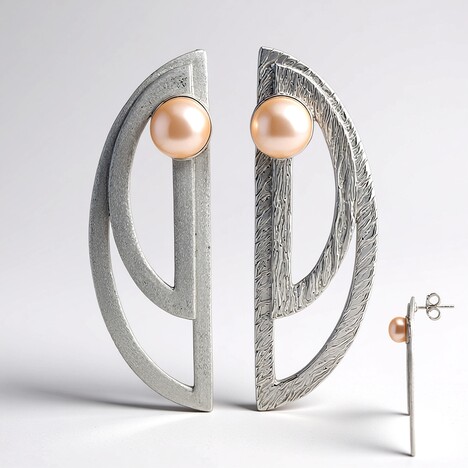 Orecchini in argento con Perla d'Acqua Dolce Arancione (TPC)