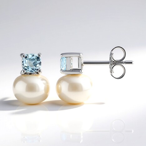 Orecchini in argento con Perla d'Acqua Dolce Bianca (Michelle Albala)