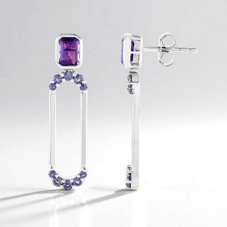 Boucles d'oreilles en argent et Améthyste (KM by Juwelo)