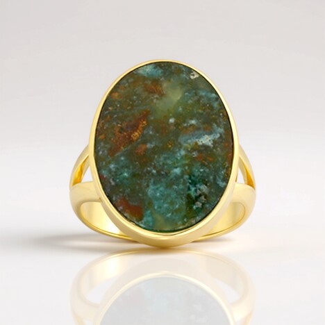 Anello in argento con Legno pietrificato opalizzato (Bali Barong)