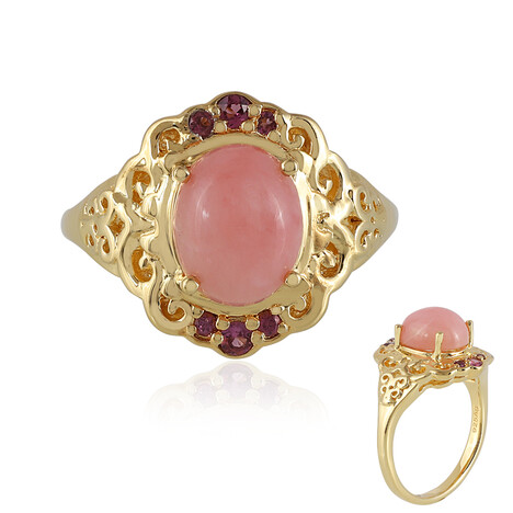 Pinkfarbener Opal-Silberring