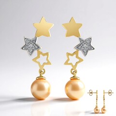 Orecchini in argento con Perla Ming color Pesca
