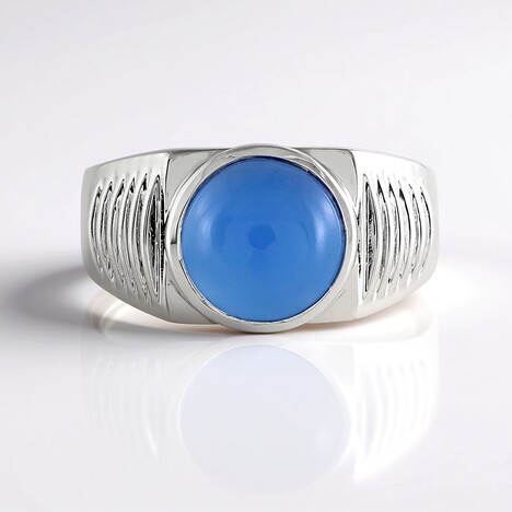 Anello da uomo in argento con Calcedonio Blu