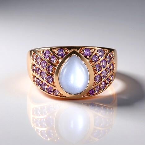 Anello in argento con Pietra di Luna Bianca (KM by Juwelo)