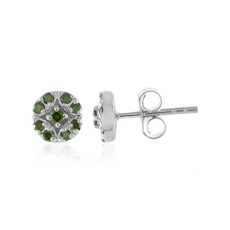 Orecchini in argento con Diamante Verde I3