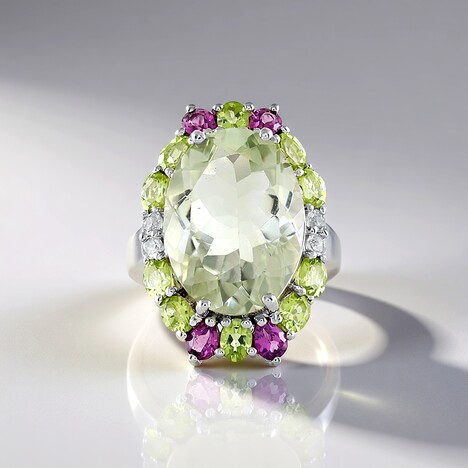 Bague en argent et Améthyste verte