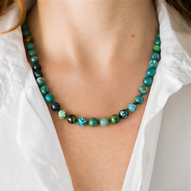 Collier en argent et Agate de Mongolie