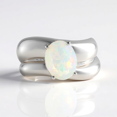 Anello in argento con Opale di Welo AAA (de Melo Essence)
