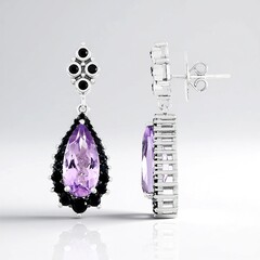 Orecchini in argento con Ametista Rose de France