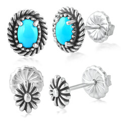 Pendientes en plata con Turquesa bella durmiente