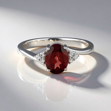 Anillo en plata con Granate de Mozambique