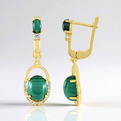 Orecchini in argento con Malachite (Adela Silber)
