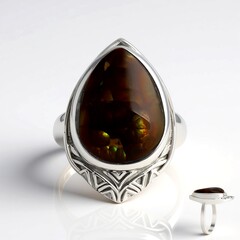 Anello in argento con Agata di Fuoco