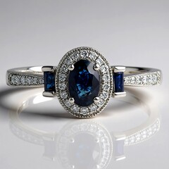 Anello in oro con Zaffiro Ceylon Blu