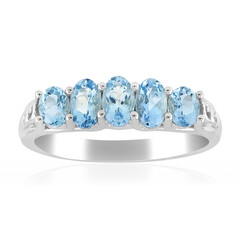 Zilveren ring met Santa Maria-aquamarijnstenen