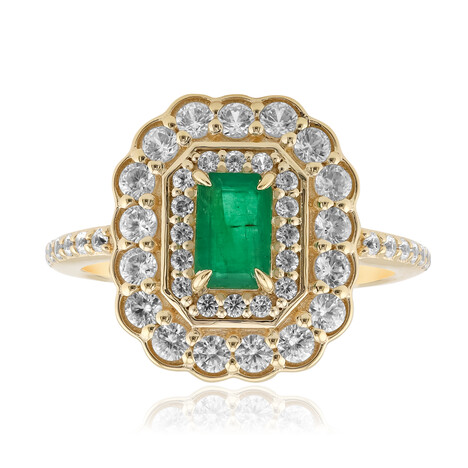 Anillo en oro con Esmeralda de Zambia