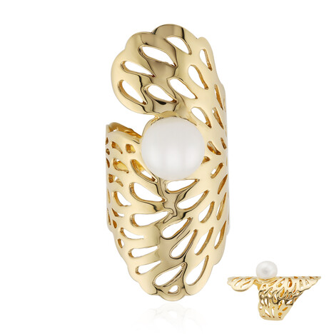 Bague en argent et Perle blanche de culture d'eau douce (TPC)