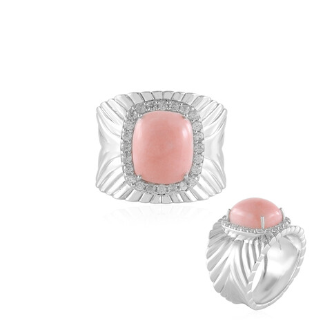 Zilveren ring met een roze opaal (de Melo Essence)