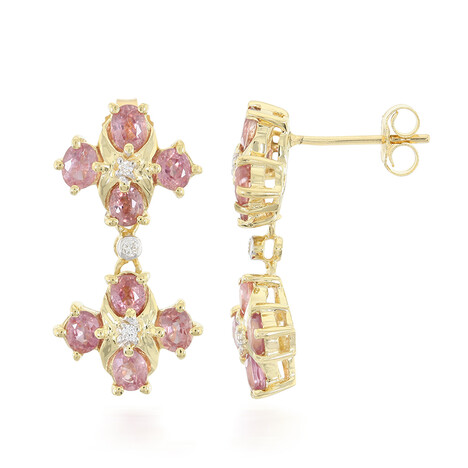 Boucles d'oreilles en or et Saphir Padparadscha non chauffé (AMAYANI)