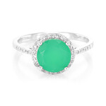 Anillo en plata con Calcedonia verde