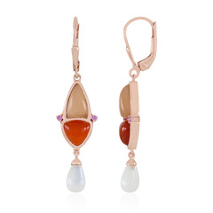Boucles d'oreilles en argent et Pierre de lune pêche (KM by Juwelo)