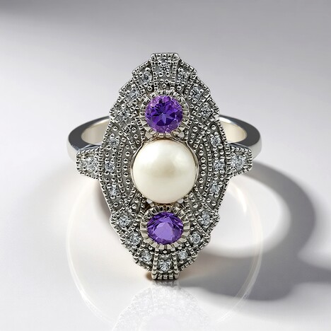 Anello in argento con Perla di Acqua Dolce