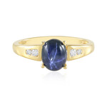 Bague en argent et Saphir étoilé bleu