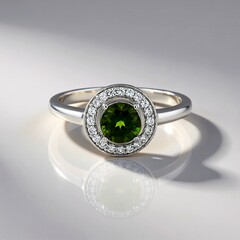 Anello in argento con Diopside Russo