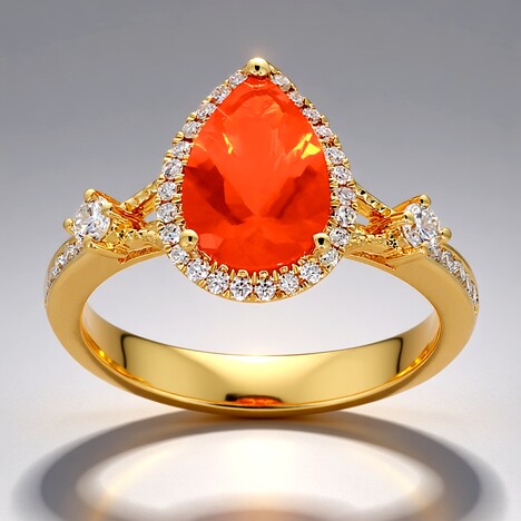 Anello in oro con Opale di Fuoco Messicano (CIRARI)
