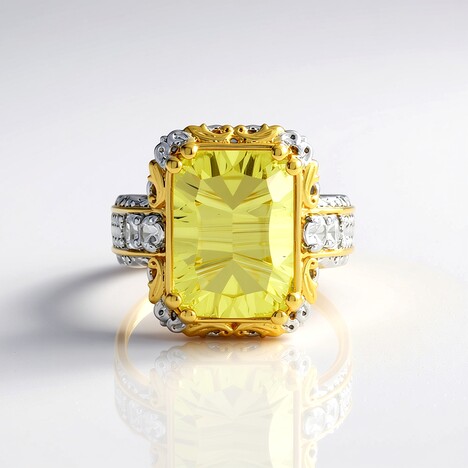 Anello in argento con Quarzo Ouro Verde (Gems en Vogue)