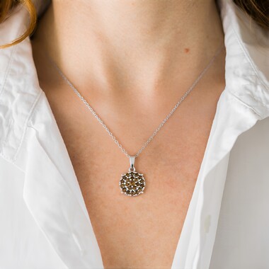 Collier en argent et Diamant chocolat I2