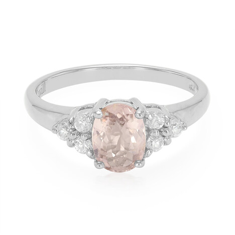 Anello placcato in platino con Tormalina Rosa Cuprian