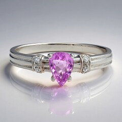 Anello placcato in platino con Tormalina Rosa Cuprian