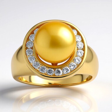 Anillo en oro con Perla dorada del mar del sur (TPC)