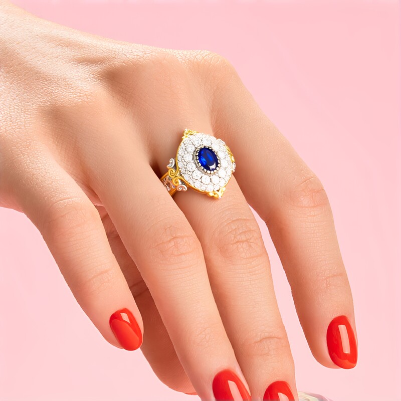 Cobalt Spinel Silver Ring (Gems en Vogue)