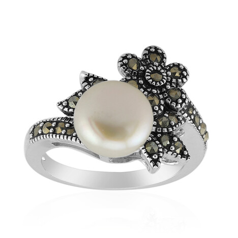 Anello in argento con Perla d'Acqua Dolce Bianca