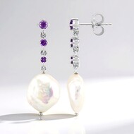 Boucles d'oreilles en argent et Perle blanche de culture d'eau douce (TPC)