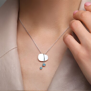 Ciondolo in argento con Topazio Blu Cielo (MONOSONO COLLECTION)