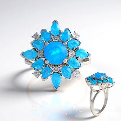 Äthiopischer Blauer Opal-Silberring