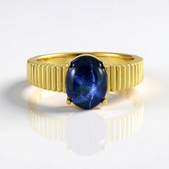 Zilveren ring met een blauwe ster saffier (de Melo Essence)