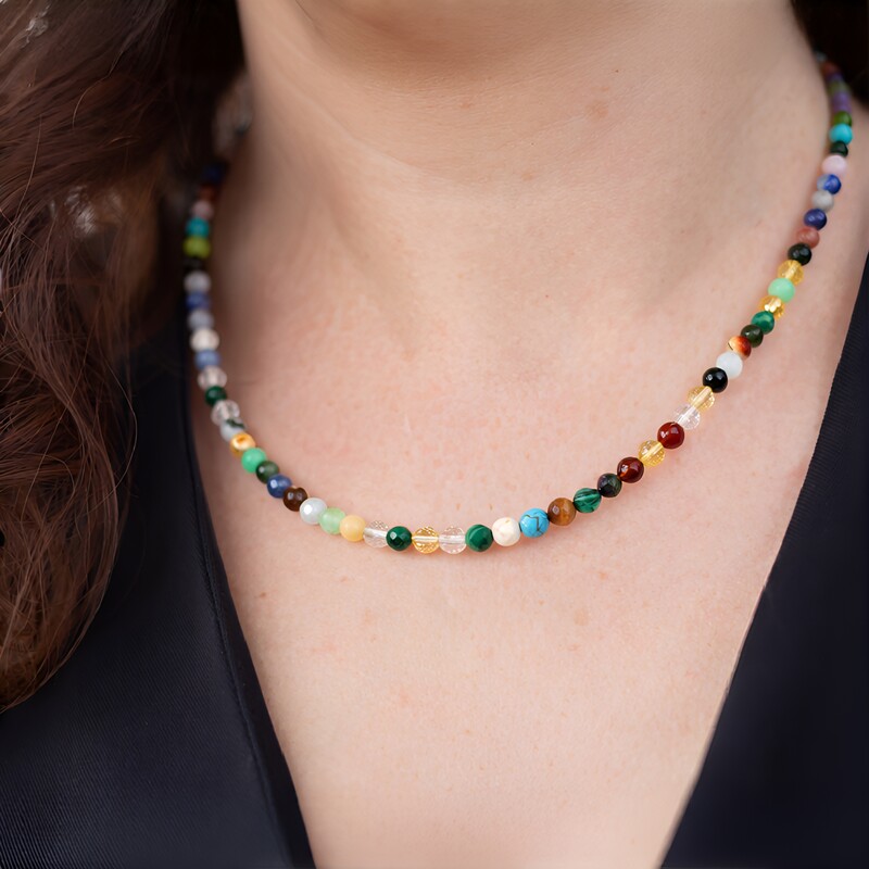 Edelstein-Silberhalskette