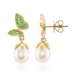 Weiße Süßwasserzuchtperlen-Goldohrringe (Michelle Albala)