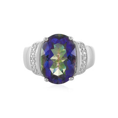 Bague en argent et Quartz mystique bleu
