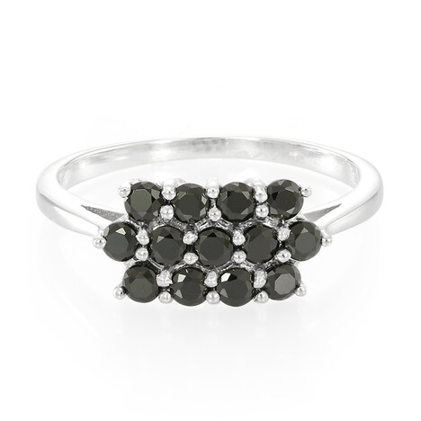 Black Spinel Silver Ring