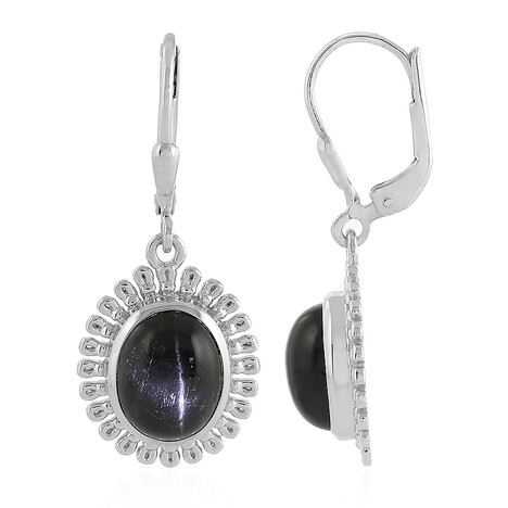 Indischer Stern-Diopsid-Silberohrringe