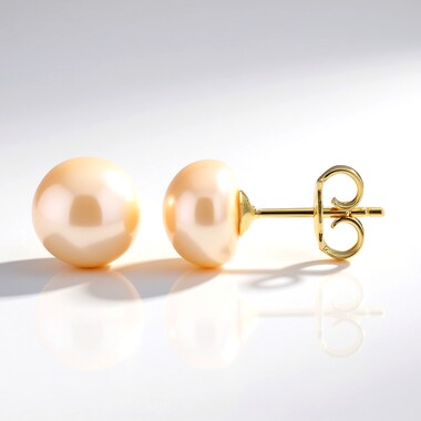 Orange Freshwater Pearl Silver Earrings (TPC)