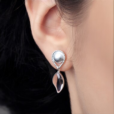 Boucles d'oreilles en argent et Calcédoine pourpre (Bali Barong)