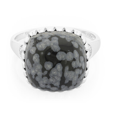 Anello in argento con Ossidiana Fiocco di Neve